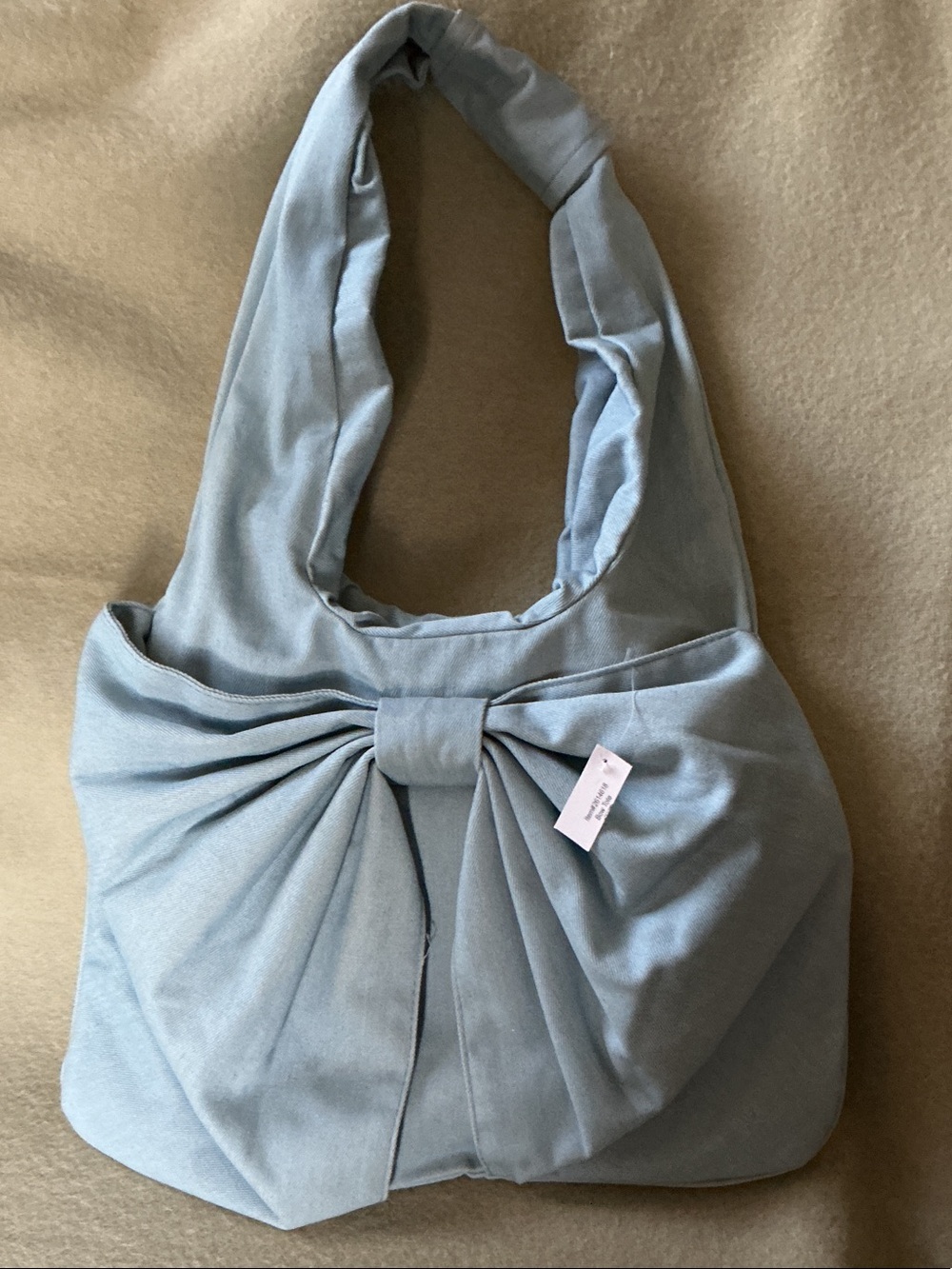 Pastel Blue Bow-Accent Shoulder Bag for Women